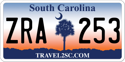 SC license plate ZRA253