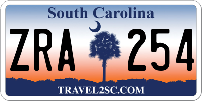 SC license plate ZRA254