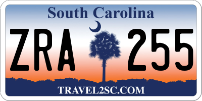 SC license plate ZRA255
