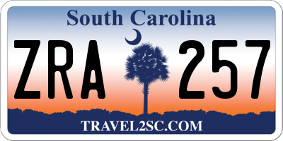 SC license plate ZRA257