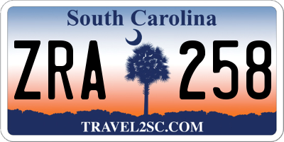 SC license plate ZRA258