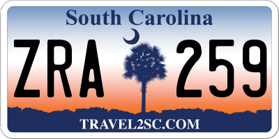 SC license plate ZRA259