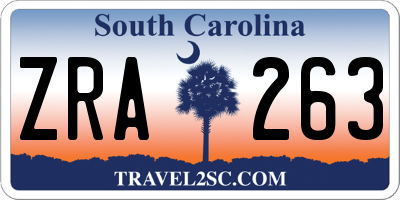 SC license plate ZRA263