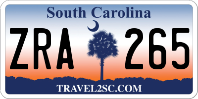 SC license plate ZRA265