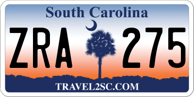 SC license plate ZRA275