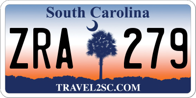 SC license plate ZRA279