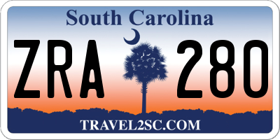 SC license plate ZRA280