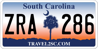 SC license plate ZRA286