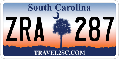 SC license plate ZRA287