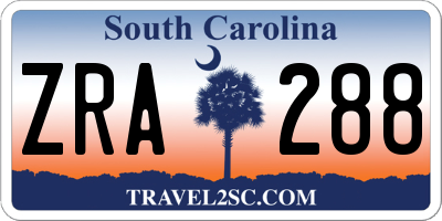 SC license plate ZRA288