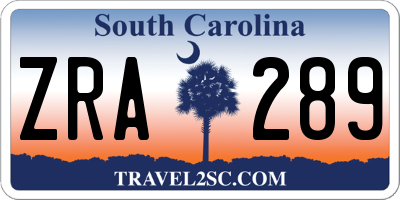 SC license plate ZRA289