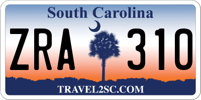 SC license plate ZRA310