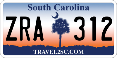 SC license plate ZRA312