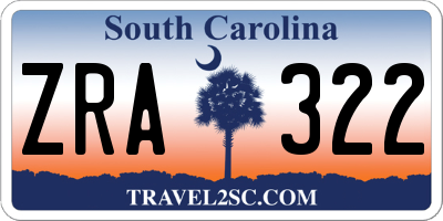 SC license plate ZRA322