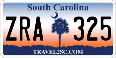 SC license plate ZRA325