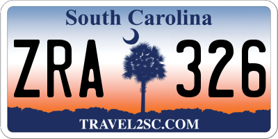 SC license plate ZRA326