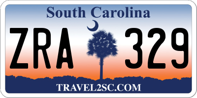 SC license plate ZRA329