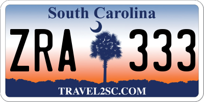 SC license plate ZRA333