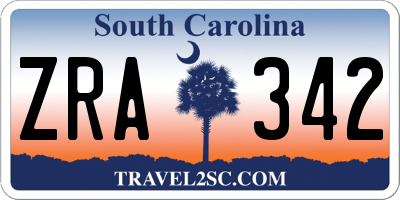 SC license plate ZRA342
