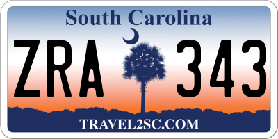 SC license plate ZRA343