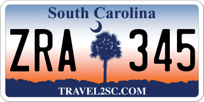 SC license plate ZRA345
