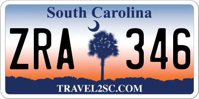 SC license plate ZRA346