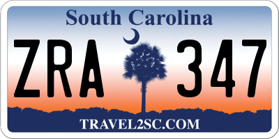 SC license plate ZRA347
