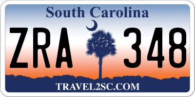 SC license plate ZRA348