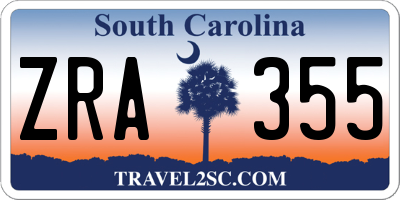 SC license plate ZRA355