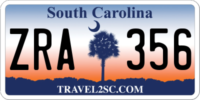 SC license plate ZRA356