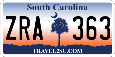 SC license plate ZRA363