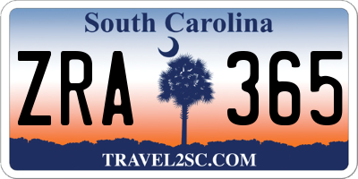 SC license plate ZRA365