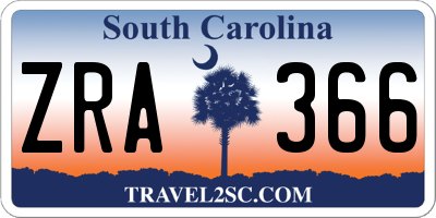 SC license plate ZRA366