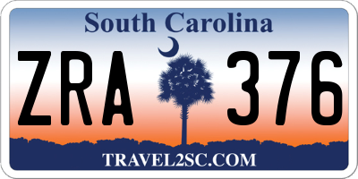 SC license plate ZRA376