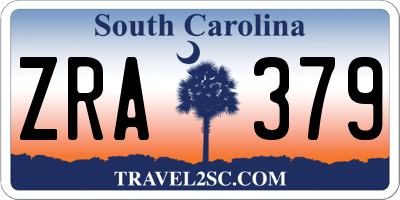 SC license plate ZRA379