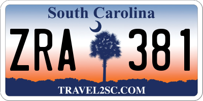 SC license plate ZRA381