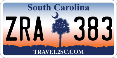 SC license plate ZRA383