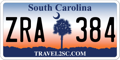 SC license plate ZRA384
