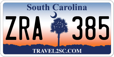 SC license plate ZRA385