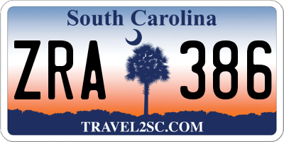 SC license plate ZRA386