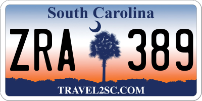 SC license plate ZRA389