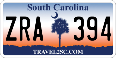 SC license plate ZRA394