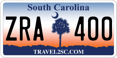 SC license plate ZRA400
