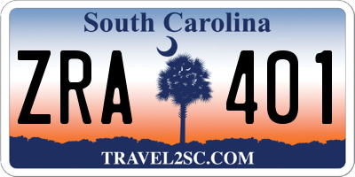 SC license plate ZRA401