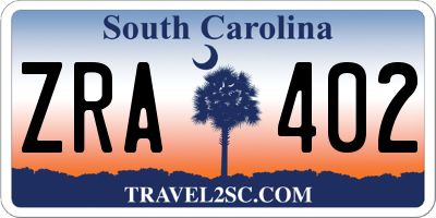 SC license plate ZRA402