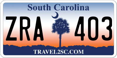SC license plate ZRA403