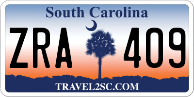 SC license plate ZRA409