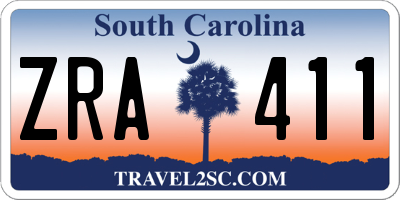 SC license plate ZRA411