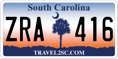 SC license plate ZRA416