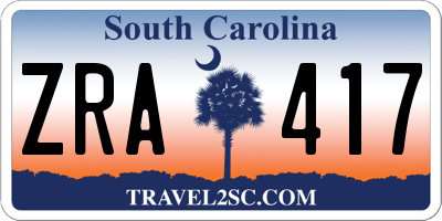 SC license plate ZRA417